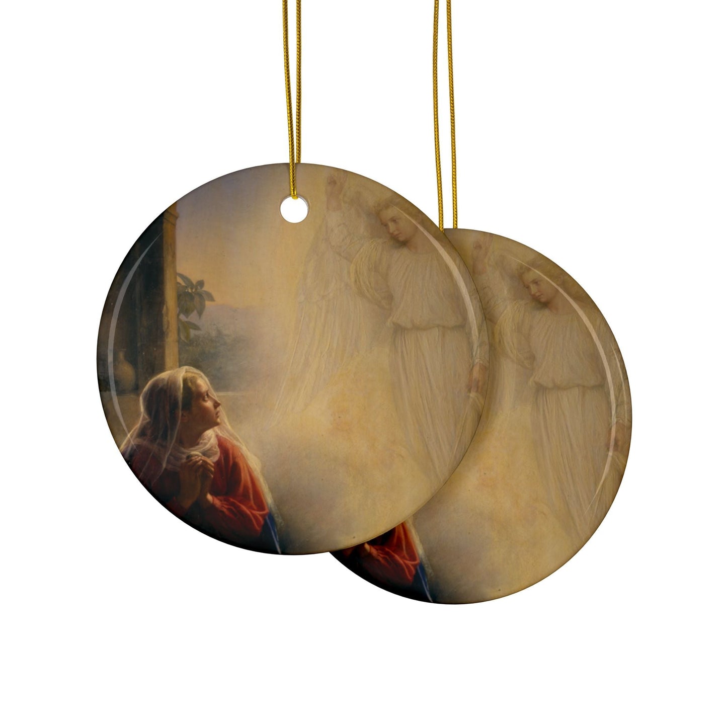 Carl Heinrich Bloch The Annunciation, 2-Sided Ceramic Ornament, 3 Inch Diameter