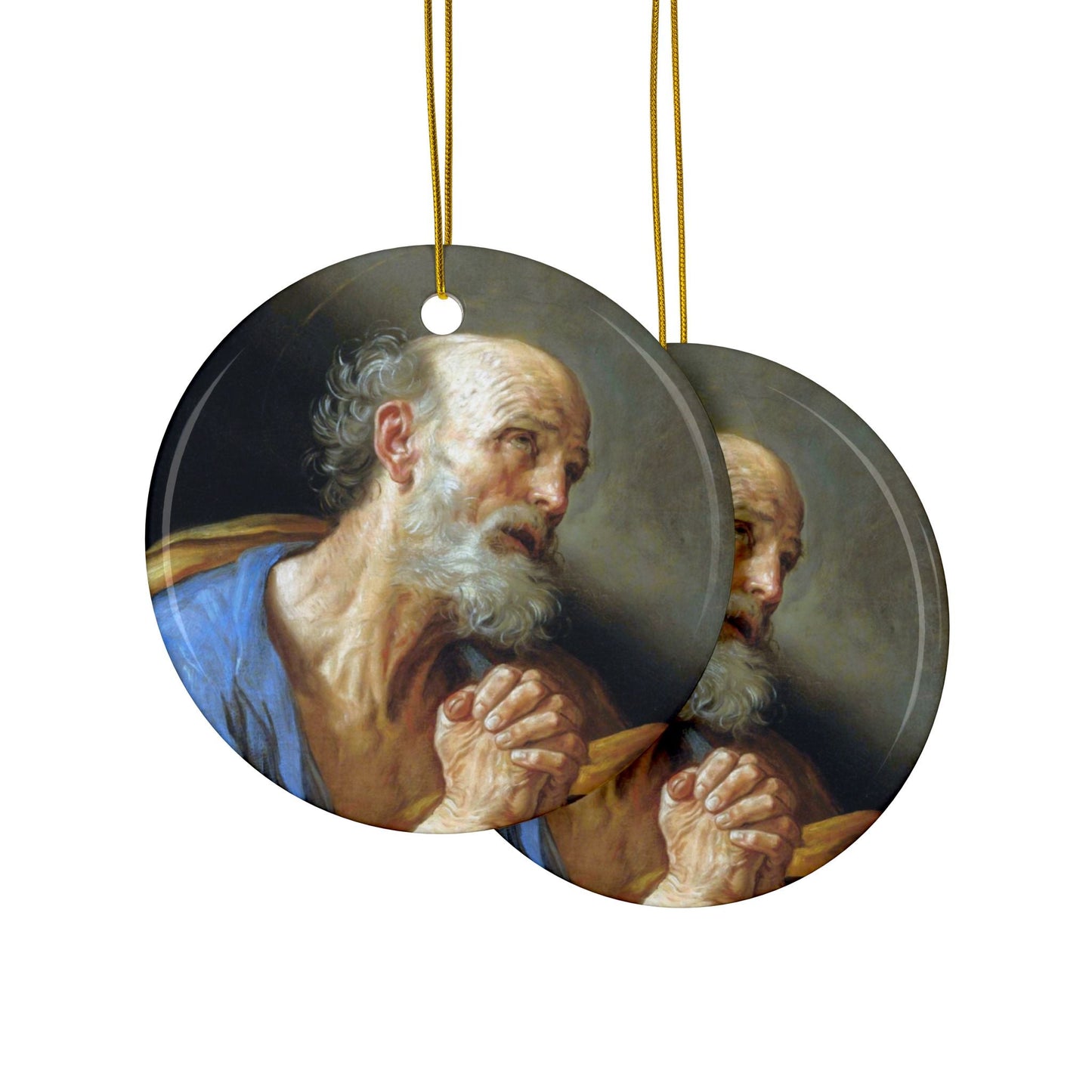 Guido Reni The Penitent St. Peter, 2-Sided Ceramic Ornament, 3 Inch Diameter