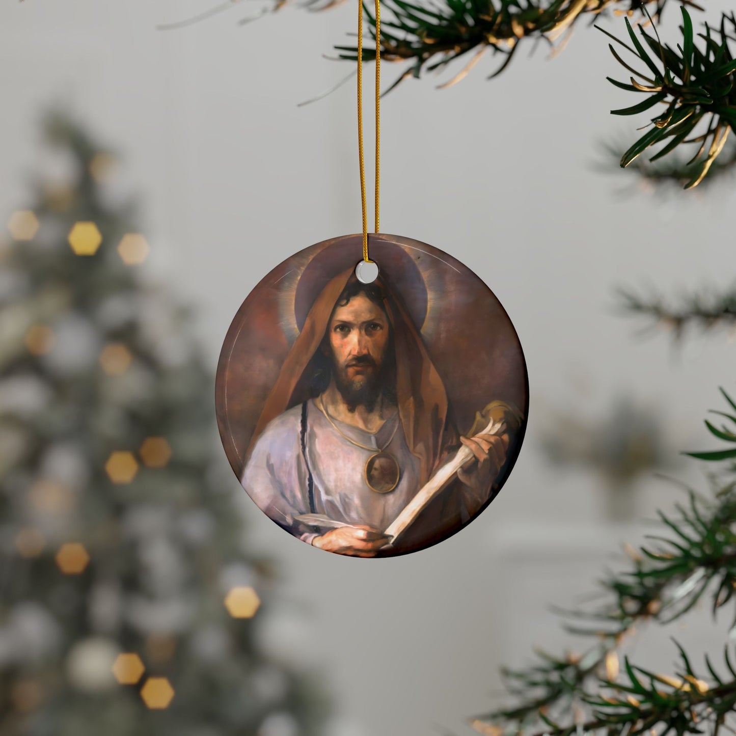 St. Jude Thaddeus, 2-Sided Ceramic Ornament, 3 Inch Diameter