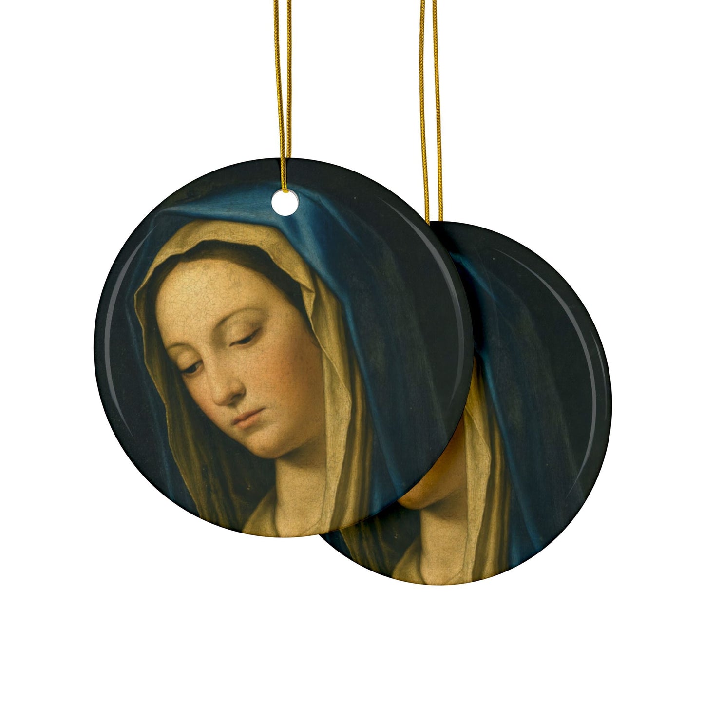 Giovanni Battista Madonna at Prayer, 2-Sided Ceramic Ornament, 3 Inch Diameter