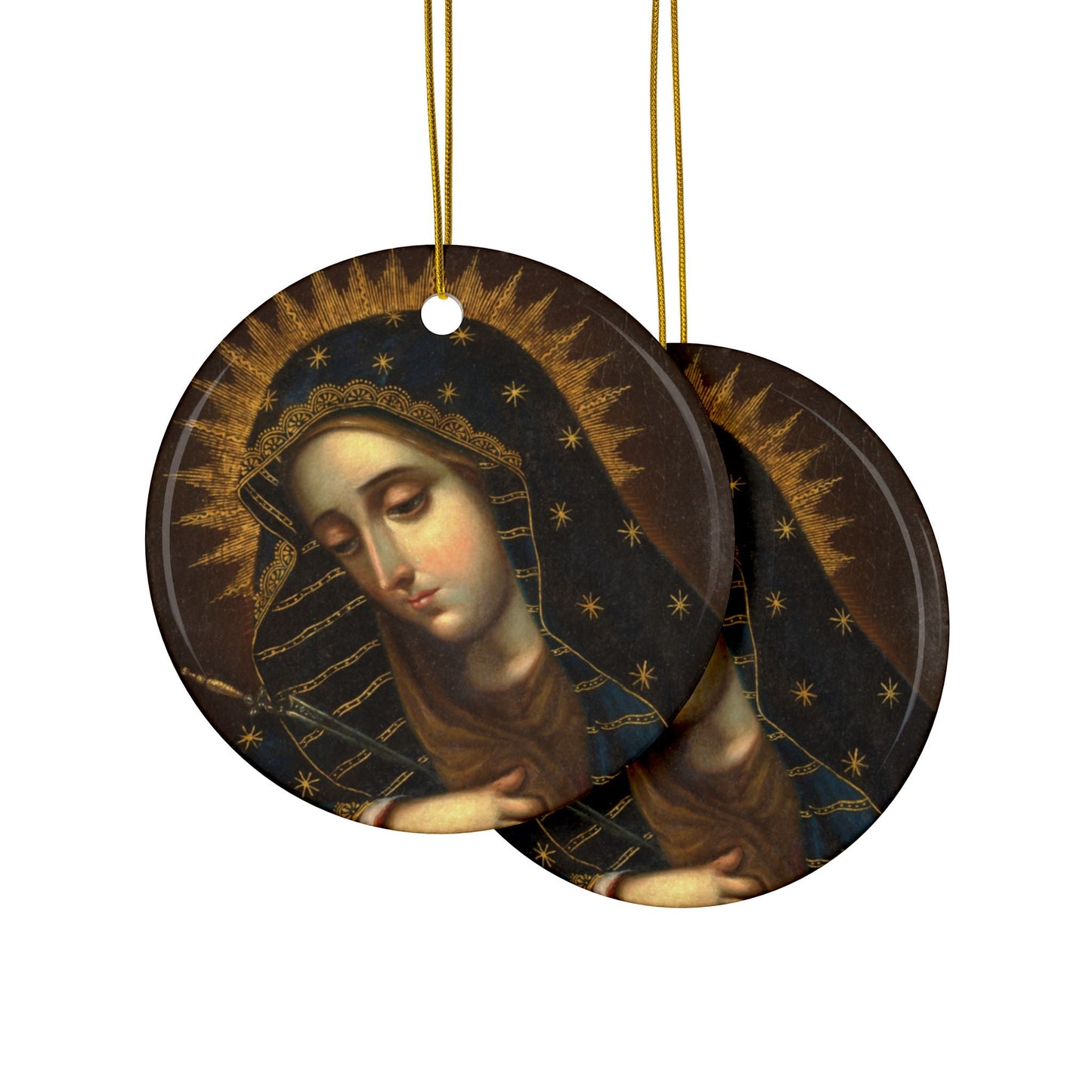 Our Lady of Guadalupe v2, 2-Sided Ceramic Ornament, 3 Inch Diameter