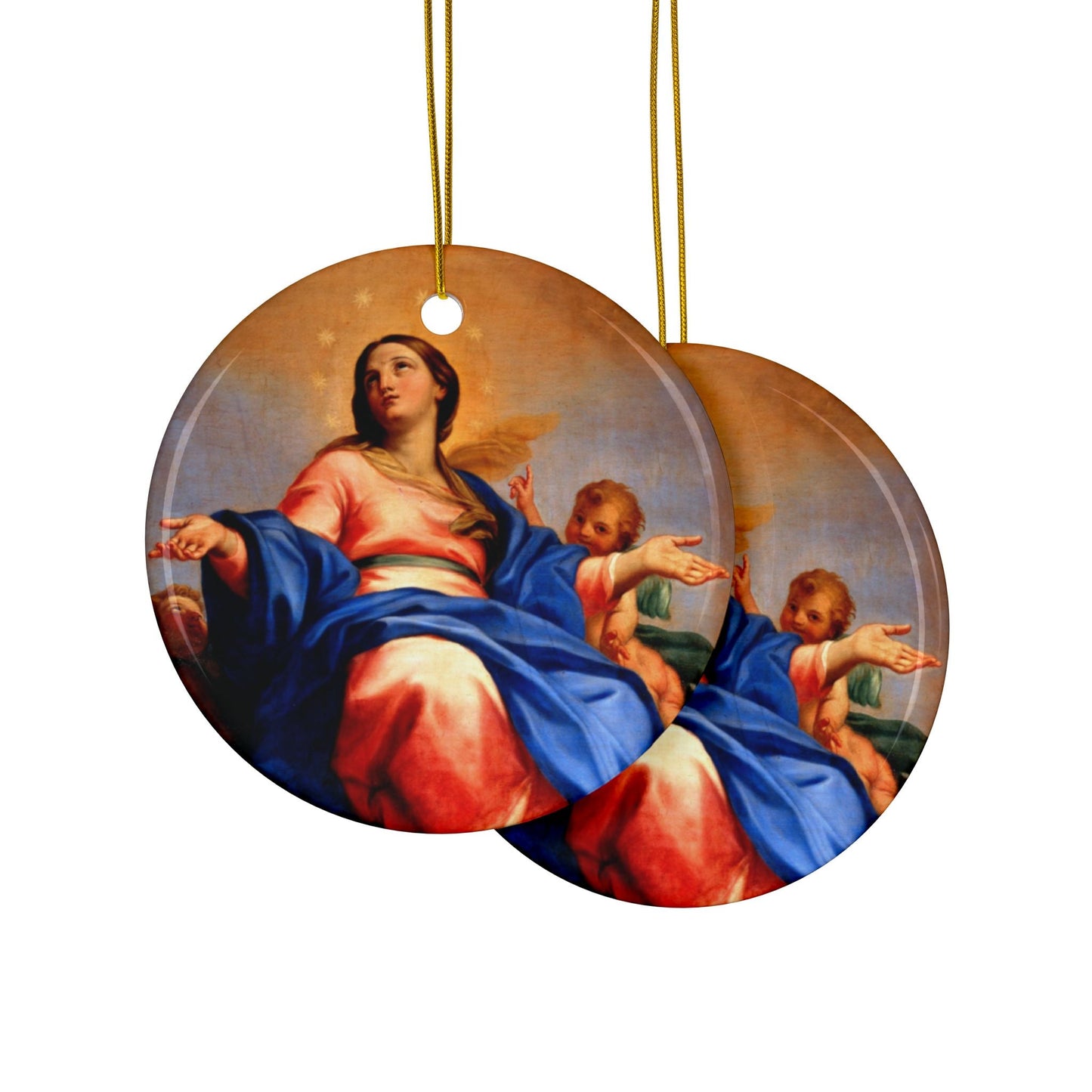 Carlo Maratta (Marratti) The Assumption, 2-Sided Ceramic Ornament, 3 Inch Diameter
