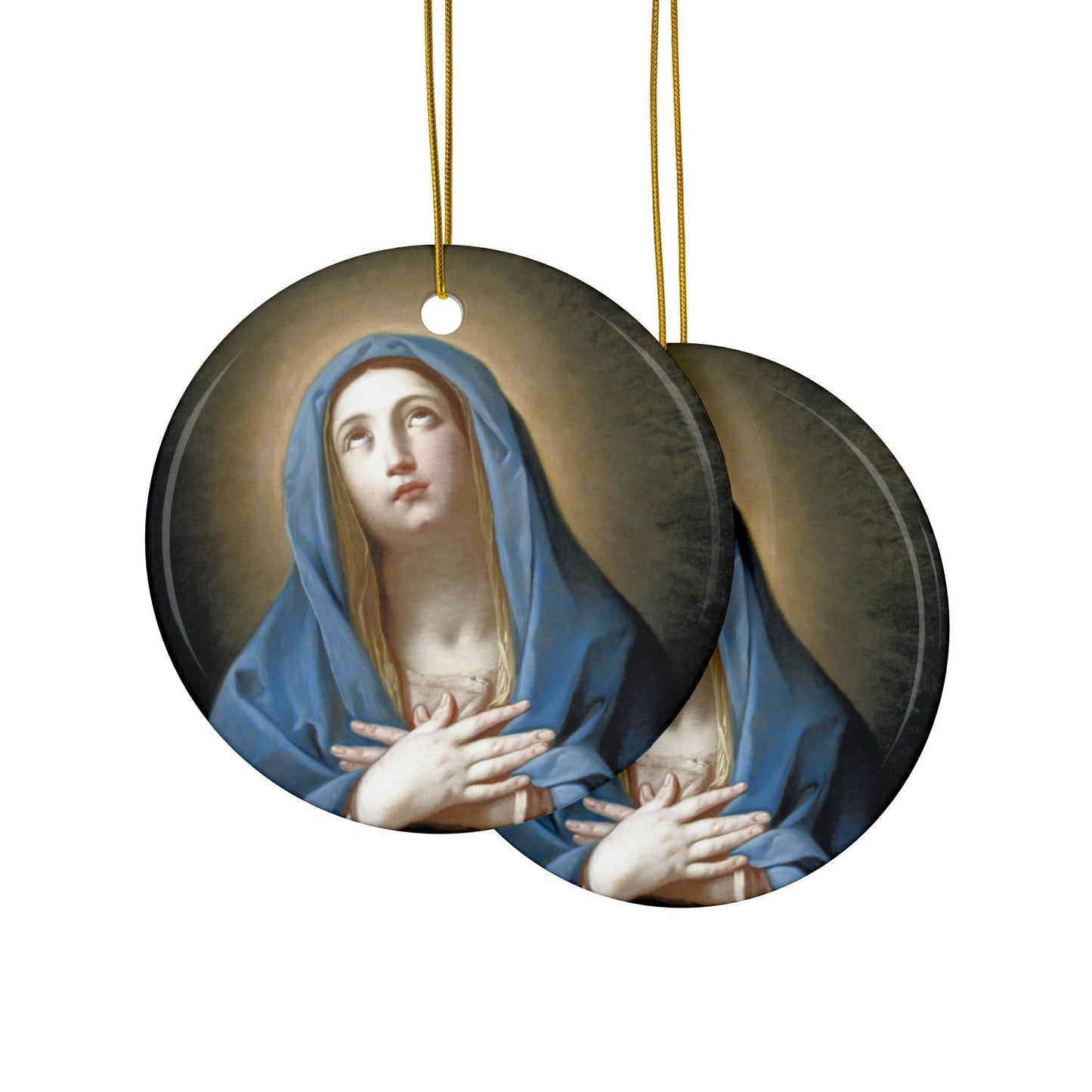 Guido Reni Virgin Mary, 2-Sided Ceramic Ornament, 3 Inch Diameter