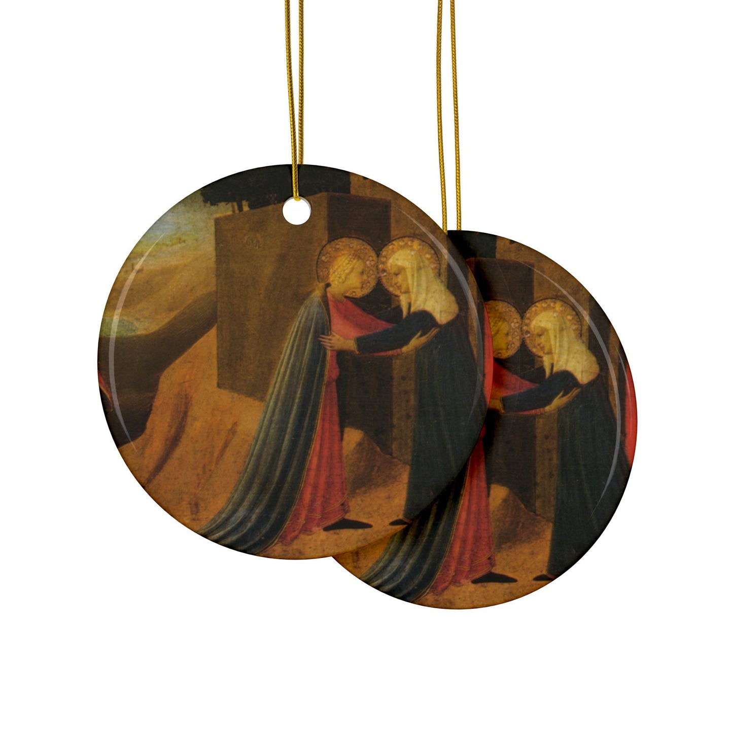 Fra Angelica The Visitation, 2-Sided Ceramic Ornament, 3 Inch Diameter