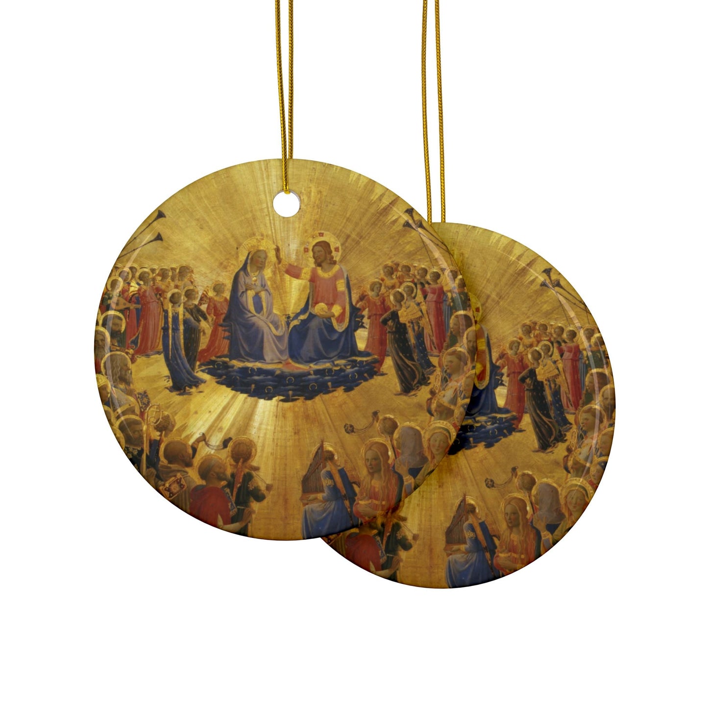 Fra Angelica The Coronation, 2-Sided Ceramic Ornament, 3 Inch Diameter