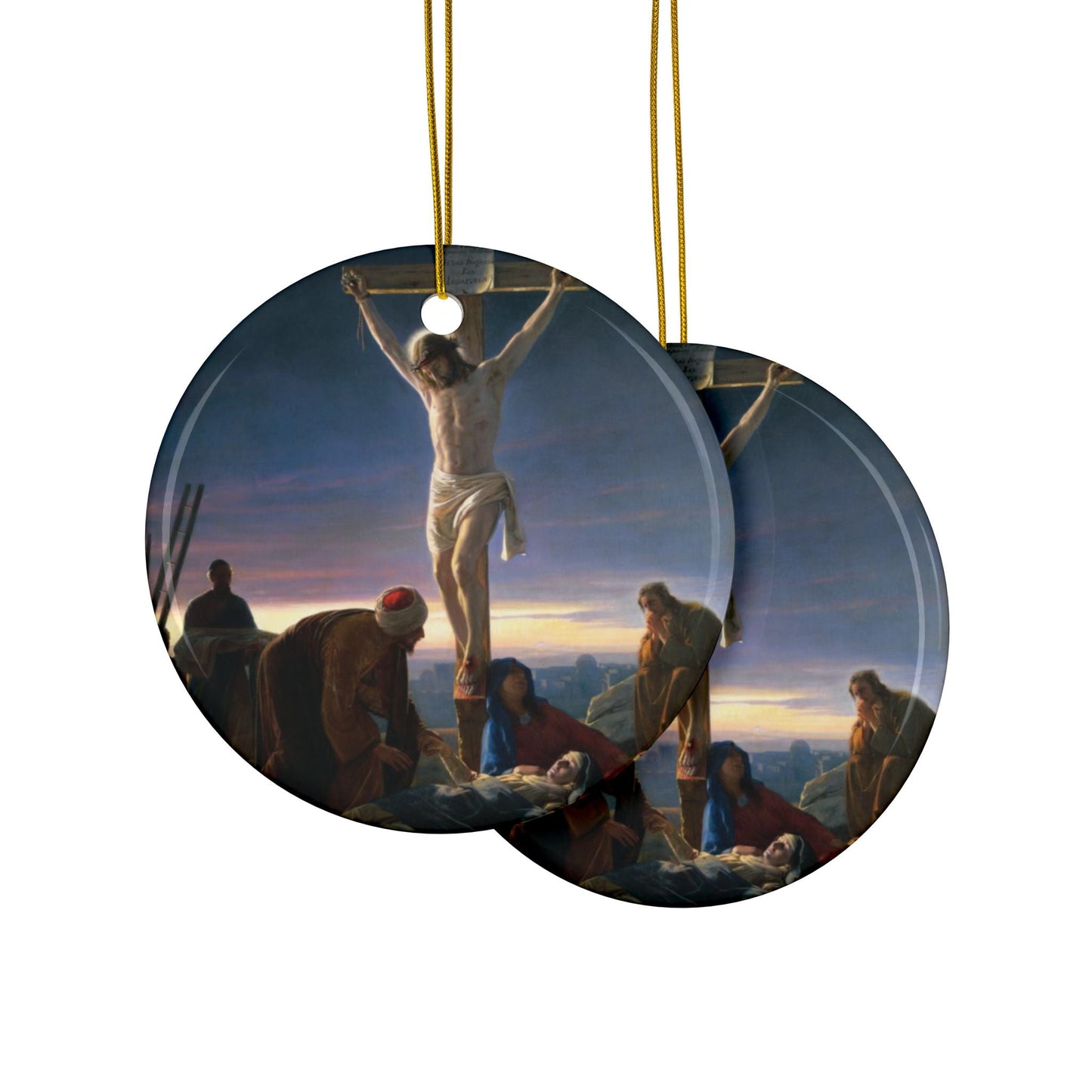 Carl Heinrich Bloch Christ on the Cross, 2-Sided Ceramic Ornament, 3 Inch Diameter
