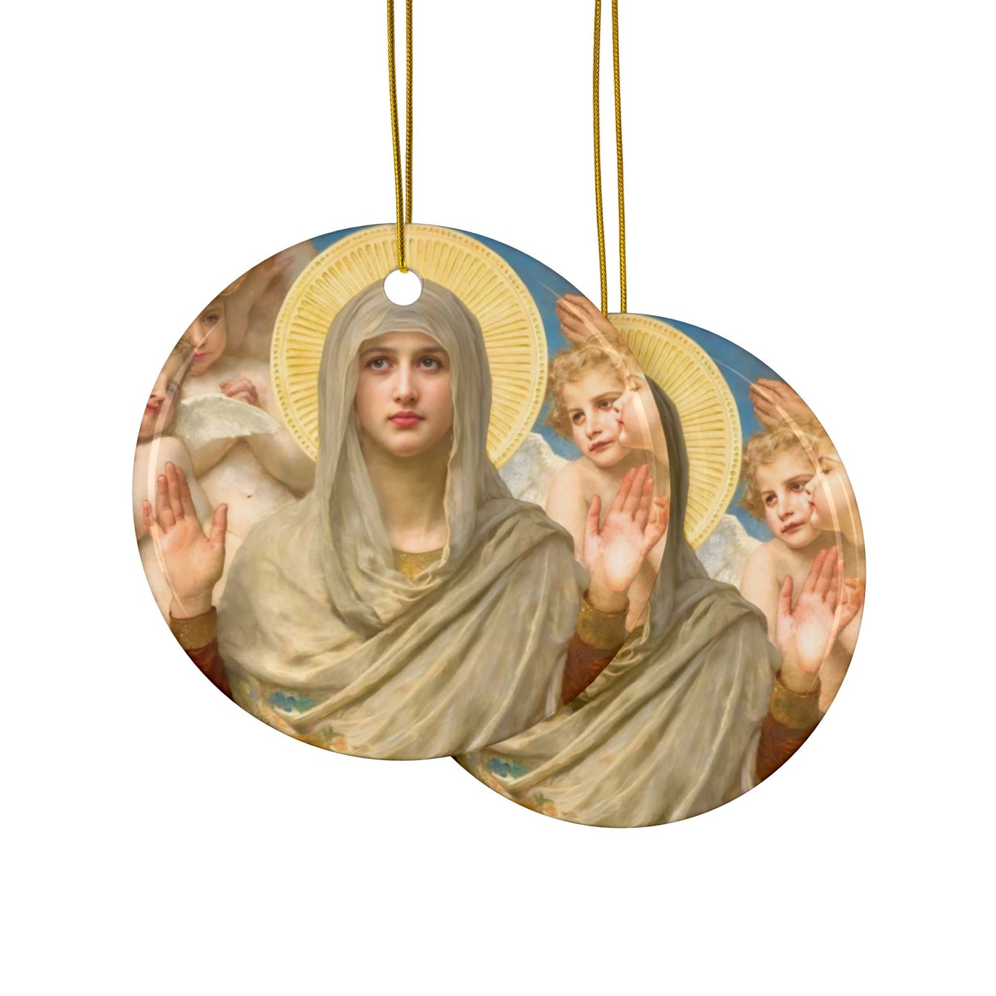 William Adolphe Bouguereau Ora Pro Nobis, 2-Sided Ceramic Ornament, 3 Inch Diameter