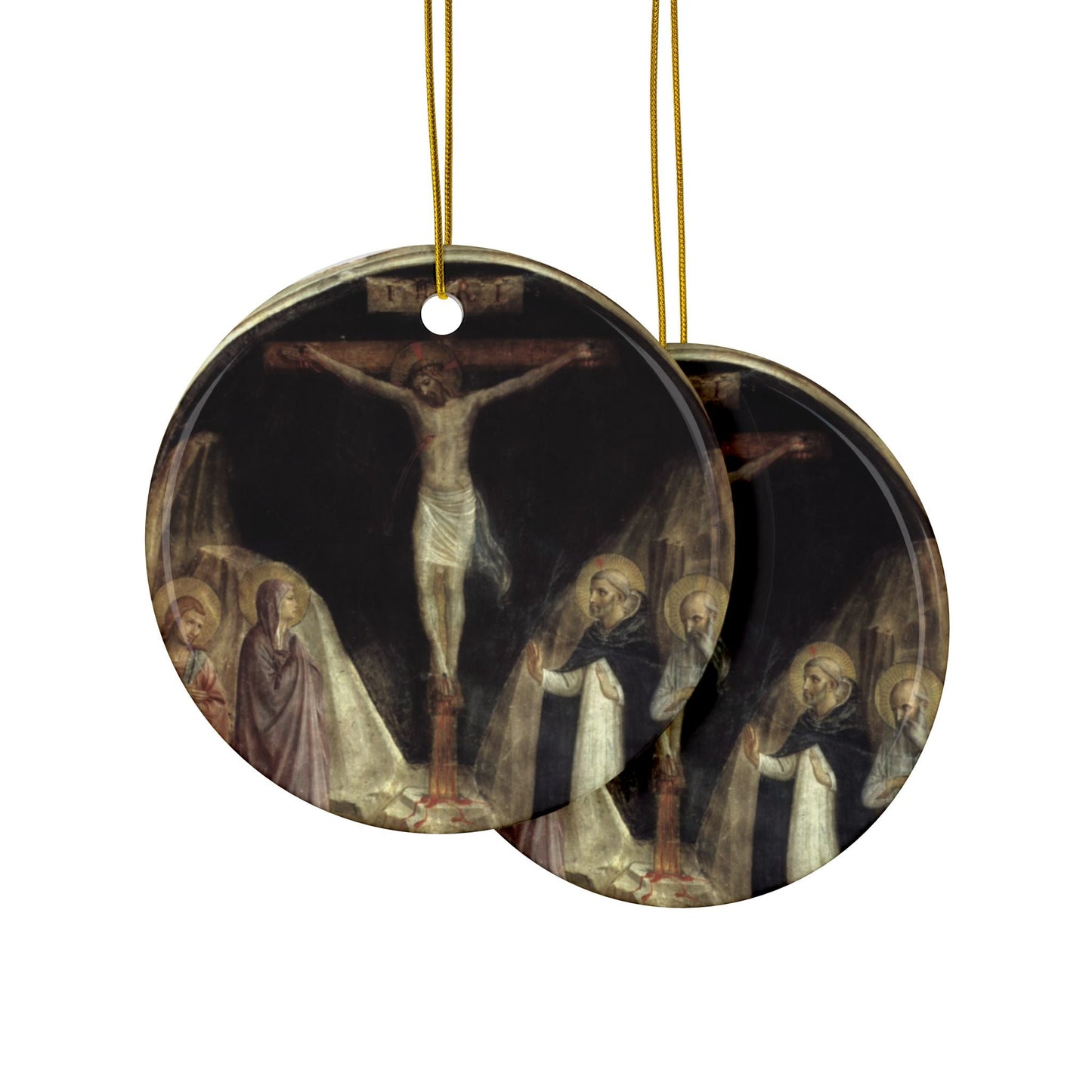 Fra Angelica The Crucifixtion, 2-Sided Ceramic Ornament, 3 Inch Diameter