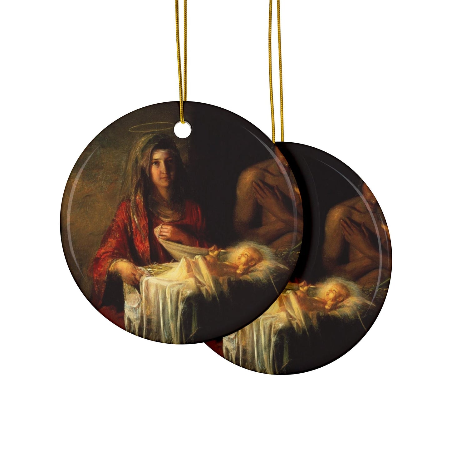 Carl Heinrich Bloch The Nativity, 2-Sided Ceramic Ornament, 3 Inch Diameter