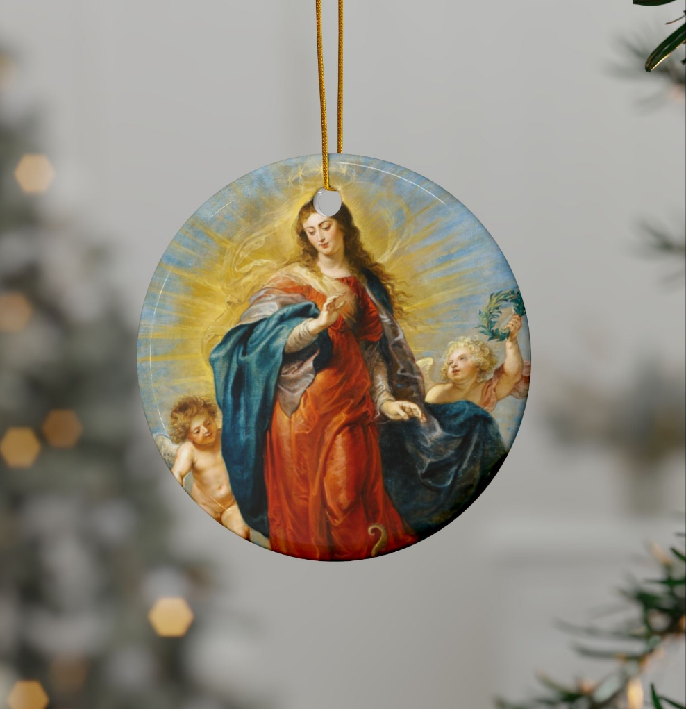 Peter Paul Rubens Immaculate Conception, 2-Sided Ceramic Ornament, 3 Inch Diameter