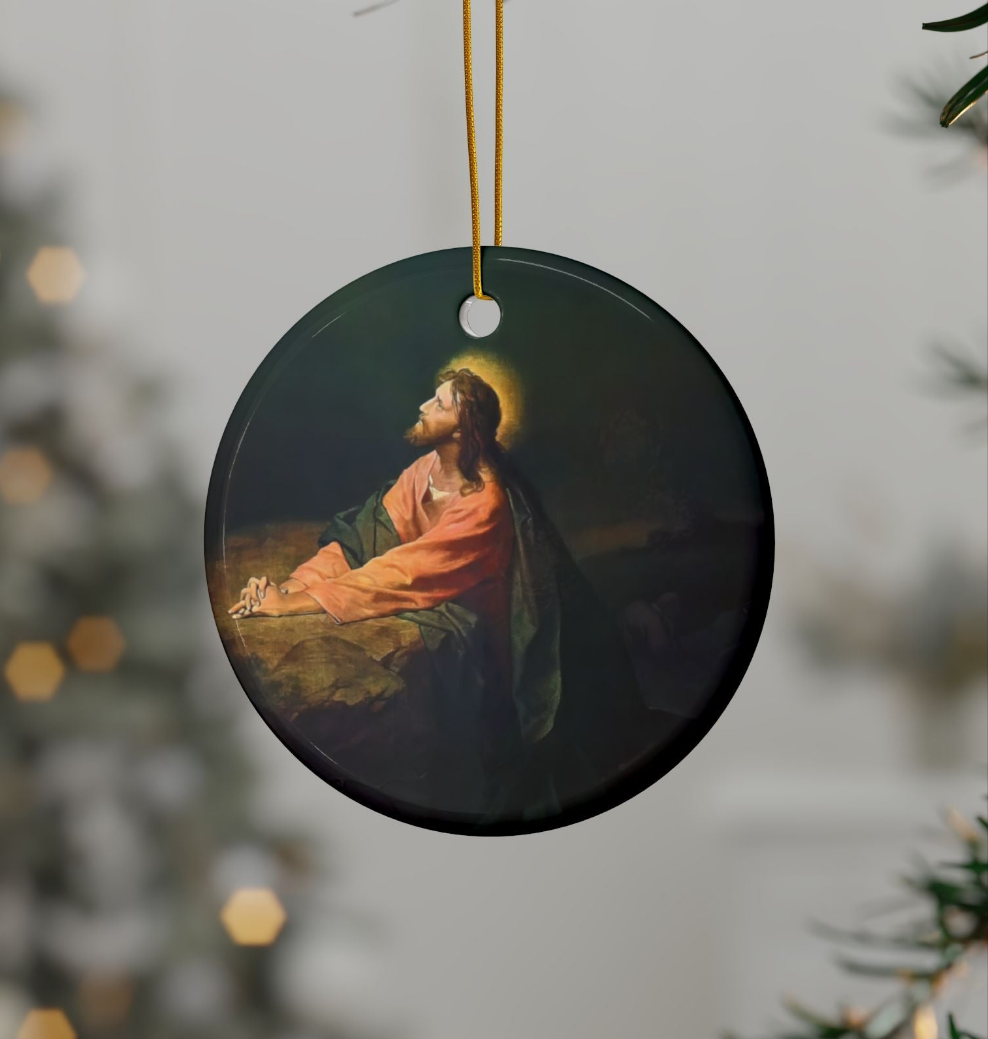 Heinrich Hofmann Agony in the Garden, 2-Sided Ceramic Ornament, 3 Inch Diameter