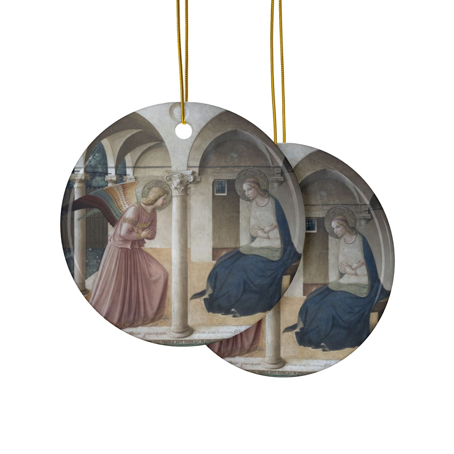 Fra Angelica The Annunciation, 2-Sided Ceramic Ornament, 3 Inch Diameter