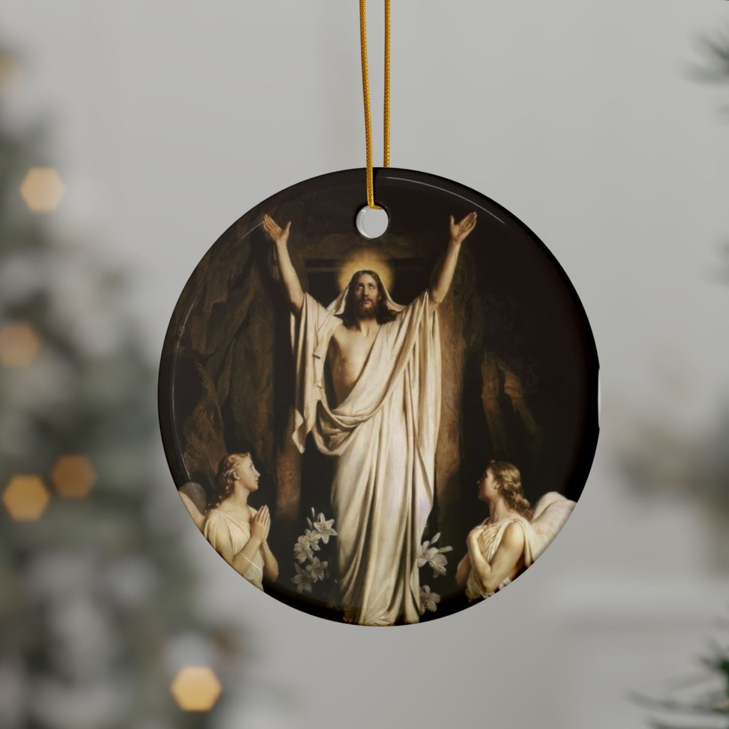 Carl Heinrich Bloch The Resurection, 2-Sided Ceramic Ornament, 3 Inch Diameter