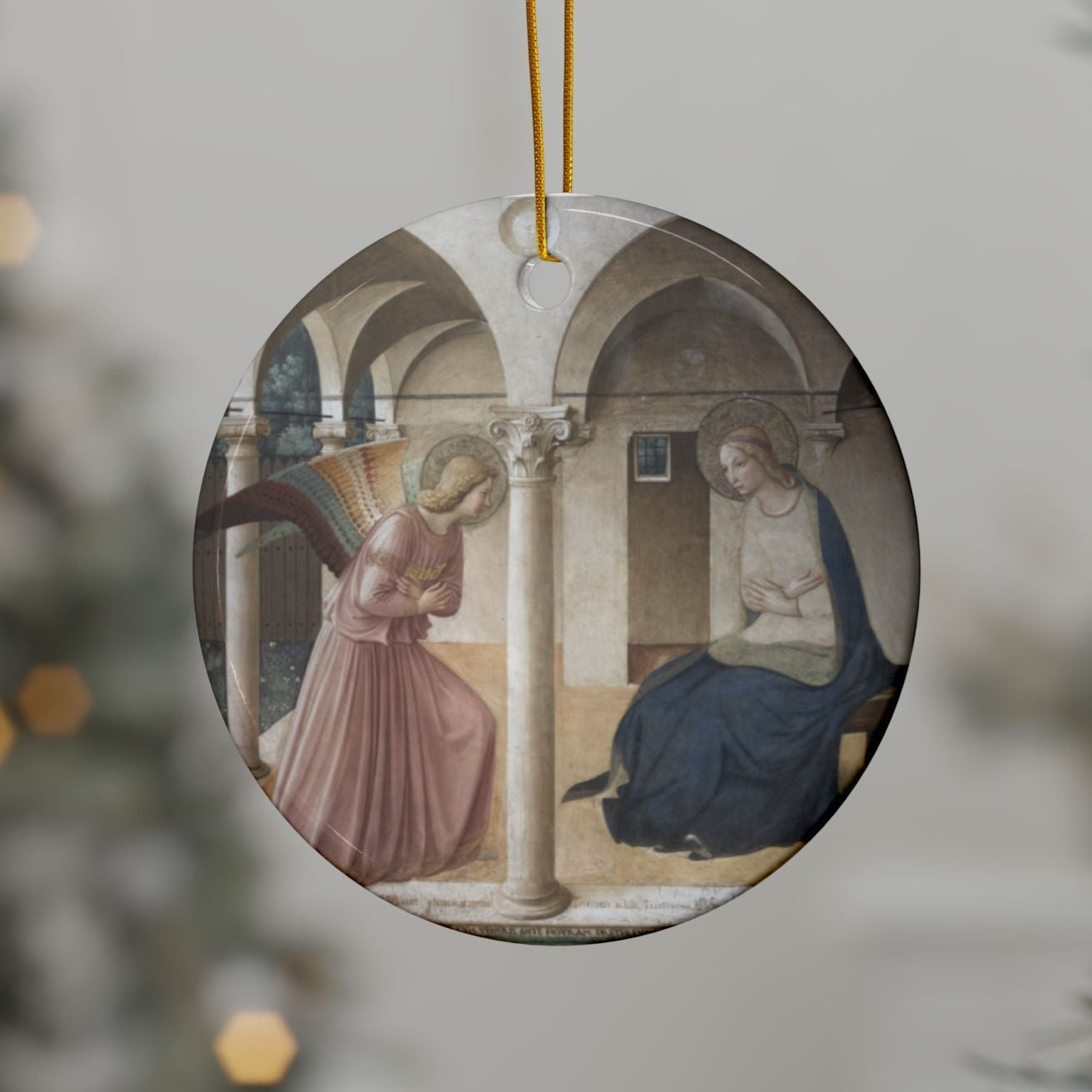 Fra Angelica The Annunciation, 2-Sided Ceramic Ornament, 3 Inch Diameter